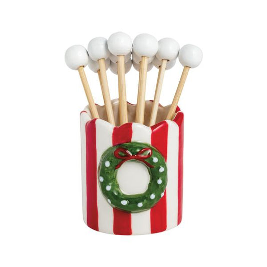 MUD PIE WREATH TOOTHPICK HOLDER