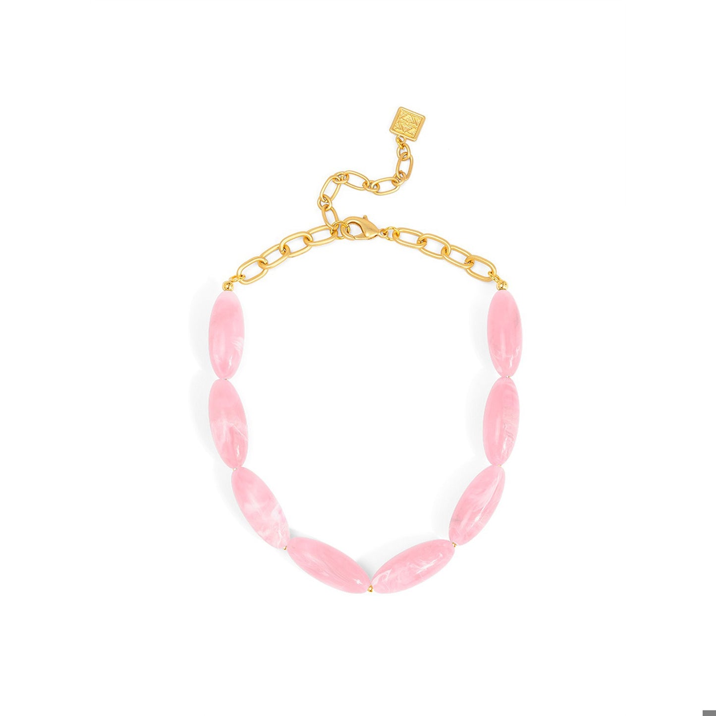 ZENZII Glossy Resin Collar Necklace-Light Pink