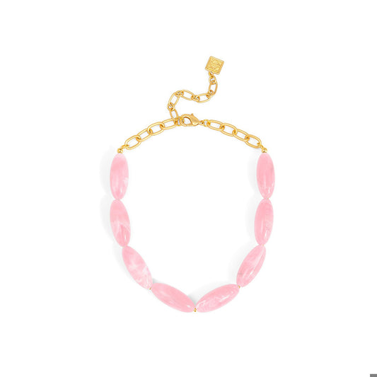 ZENZII Glossy Resin Collar Necklace-Light Pink
