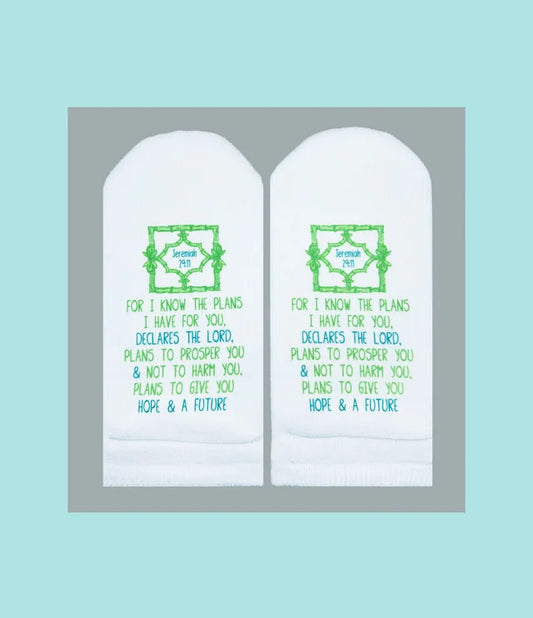 Standing on the Word Socks Bamboo with Verse: Jeremiah 29:11 I know the plans