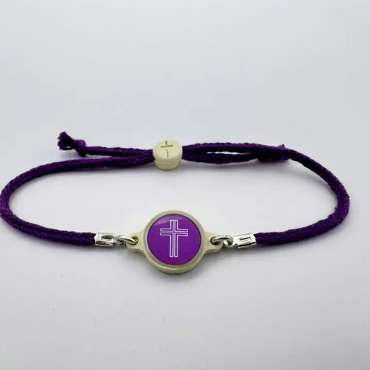 Versible Tap To Pray™ - Survivor Series Handmade Bracelets-Amethyst + Cross