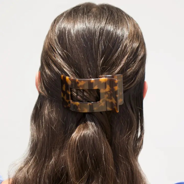 Teleties Flat Rectangle Hair Clip | Small | Tortoise