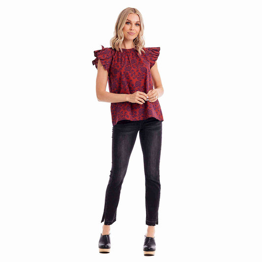 MUD PIE RED FLORAL SALMA TOP