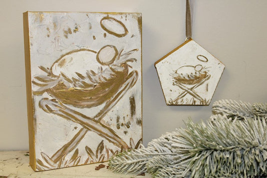 Trade Cie Handpainted Canvas Art, Manger