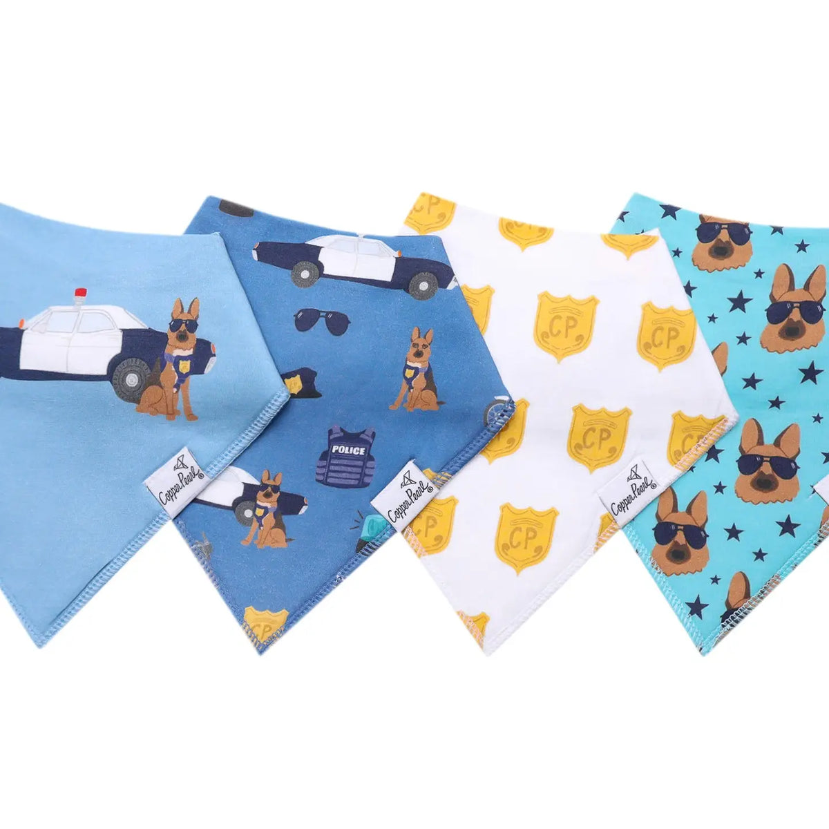 Copper Pearl 4 Pack Baby Bandana Bibs - Police Officer