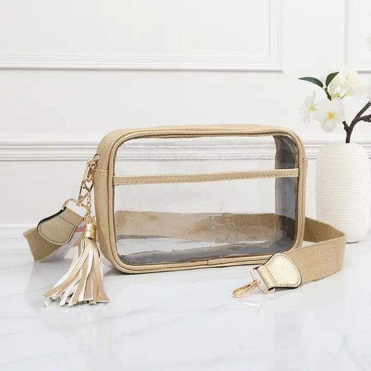 Game Day Stadium Rectangle Clear Bags-Gold