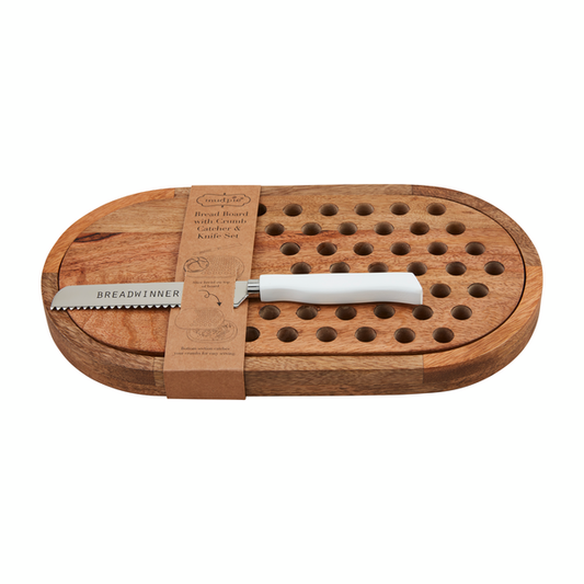 MUD PIE BREAD BOARD WITH CRUMB CATCHER & KNIFE SET