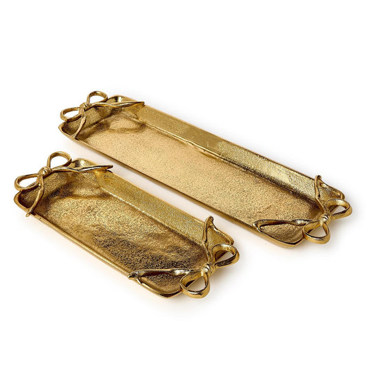 Two's Company Gold Bows Serving Tray