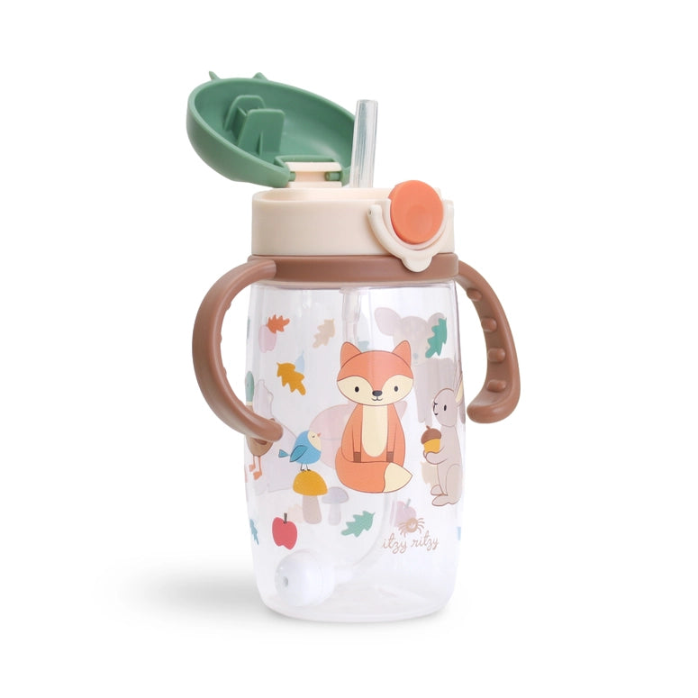 Itzy Ritzy Sips™ - Straw Cup with Snap-Close Lid-Woodland