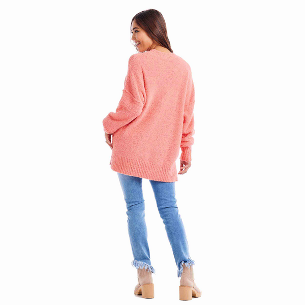 MUD PIE Rome Chenille Sweater-CORAL