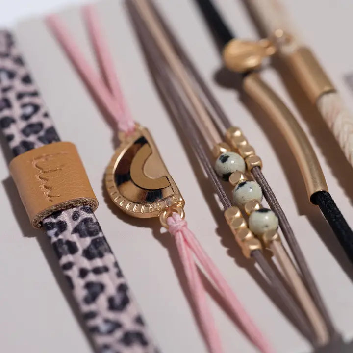 K'lani "Wild" Animal Print with Pink Accent Hair Tie Bracelets