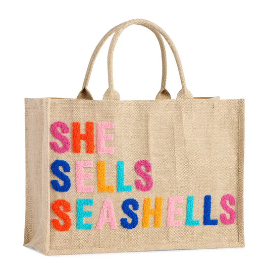 Shiraleah "She Sells Seashells" Beach Bag,Natural