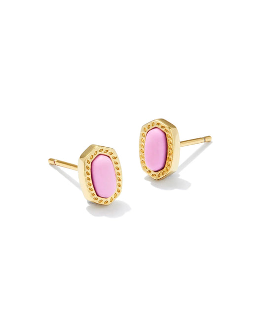 Kendra Scott Mini Ellie Gold Stud Earrings in Fuchsia Magnesite