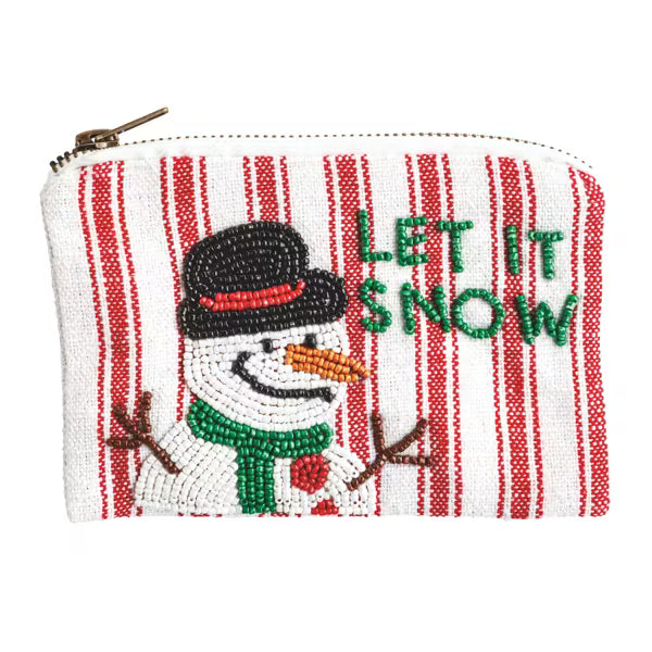 MUD PIE SNOWMAN BEADED POUCH