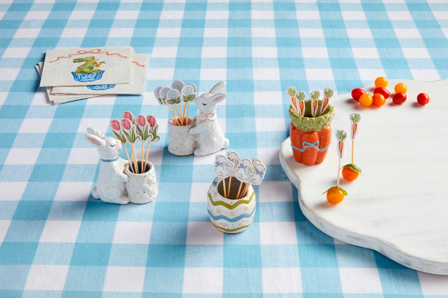 MUD PIE EASTER TOOTHPICK CADDY SETS