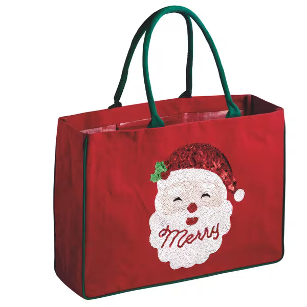 MUD PIE MERRY SANTA SPARKLE TOTE