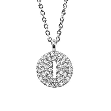 Maya J Pavé Disc Cut-Out Initial Pendant Necklace-I