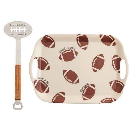 Mud Pie  Football Tray & Spatula Set