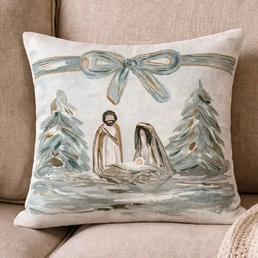 Southern Cotton Mill Bow Nativity Pillow