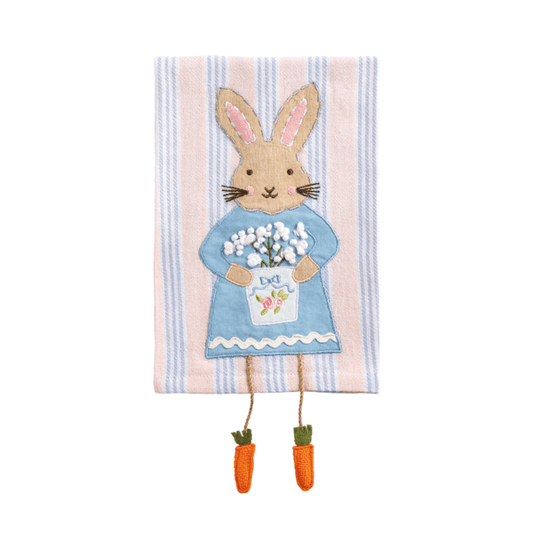 MUD PIE STRIPE BUNNY DANGLE LEG TOWEL