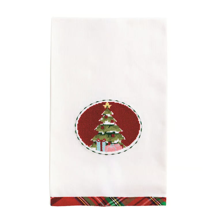 MUD PIE Tree Needlepoint Christmas Towel