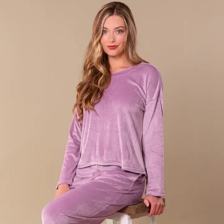 Amanda Blu Lavender Luxe Lounge Pajama Set | Long-Sleeve Velour Pjs