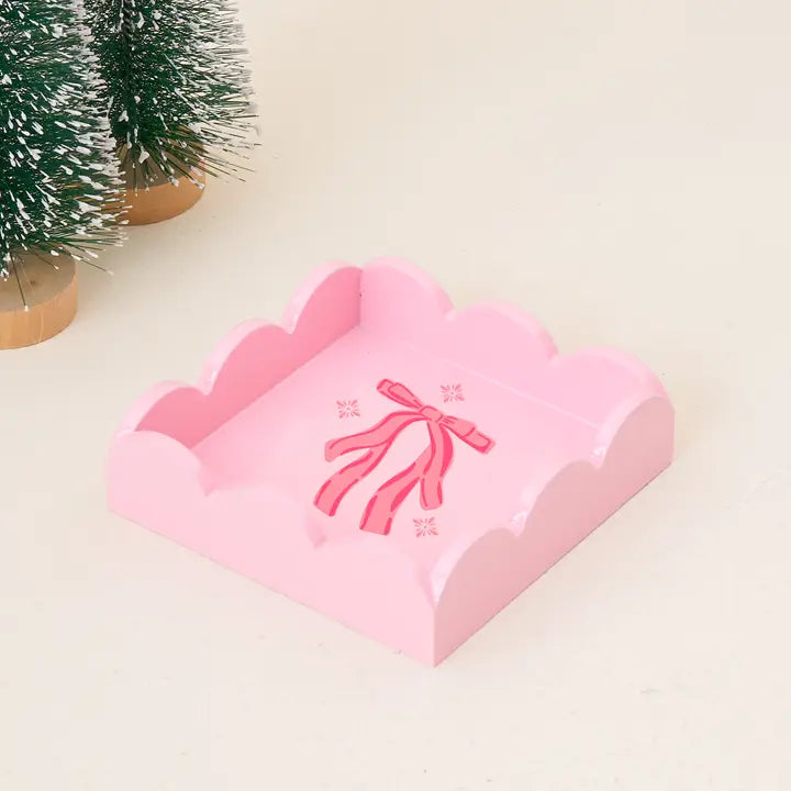 The Darling Effect Scallop Trinket Tray-Bow Blush