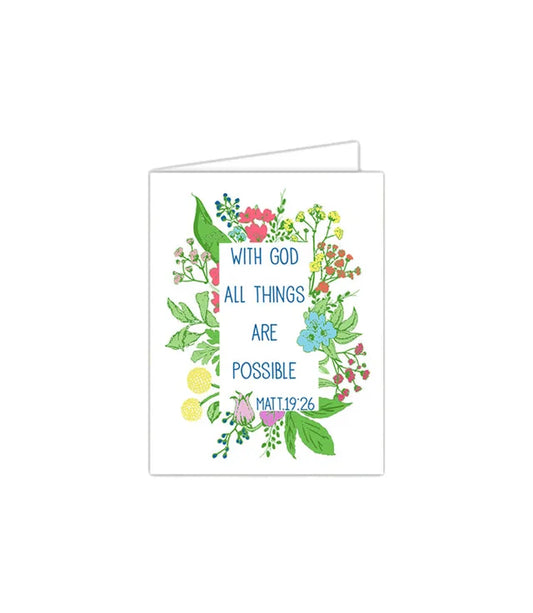 Standing on the Word Notecard Flowers with verse: Matthew 19:26 with God