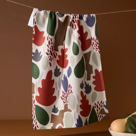 Geometry Cut Paper Leaves Cream Tea Towel
