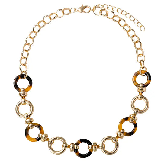 Jane Marie Gold, Tortoise Smaller Circle Linked Necklace