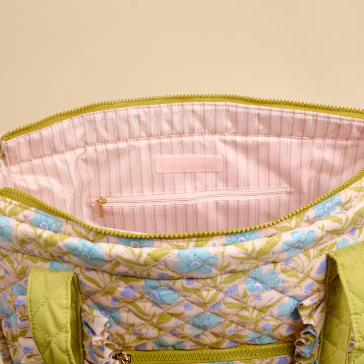 The Darling Effect The Everyday Quilted Tote Bag–Poppin' Petals Aqua