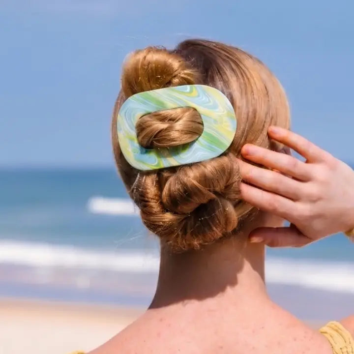 Teleties By the Sea Shore | Large | Flat Round Hair Clip