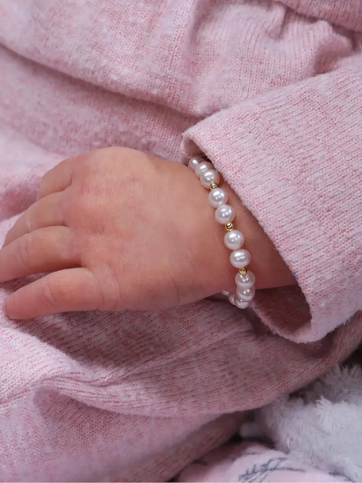 Cherished Moments Girls 14K Gold-Plated Pearl Baby Bracelet Children's Jewelry