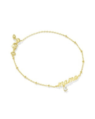 KENDRA SCOTT MAMA CRYSTAL DELICATE CHAIN BRACELET GOLD