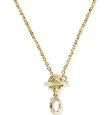 KENDRA SCOTT MINI ELISA TOGGLE SHORT PENDANT NECKLACE GOLD IVORY MOTHER OF PEARL