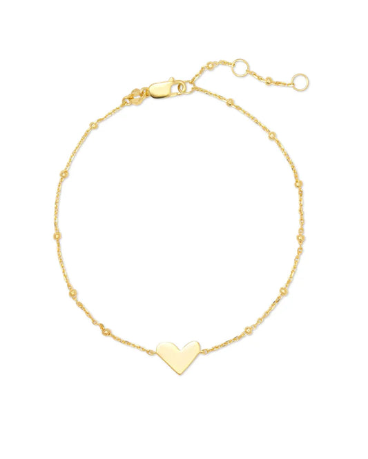 Kendra Scott Ari Heart Delicate Chain Bracelet in 18k Yellow Gold