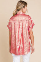 Jodifl Fuchsia Metallic Collard Top