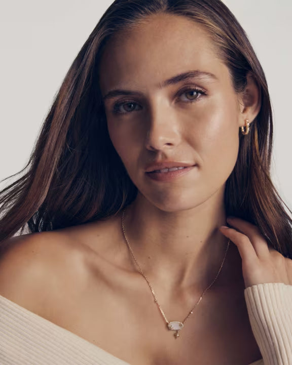 KENDRA SCOTT ELISA STAR SHORT PENDANT NECKLACE GOLD CRYSTAL IVORY ILLUSION
