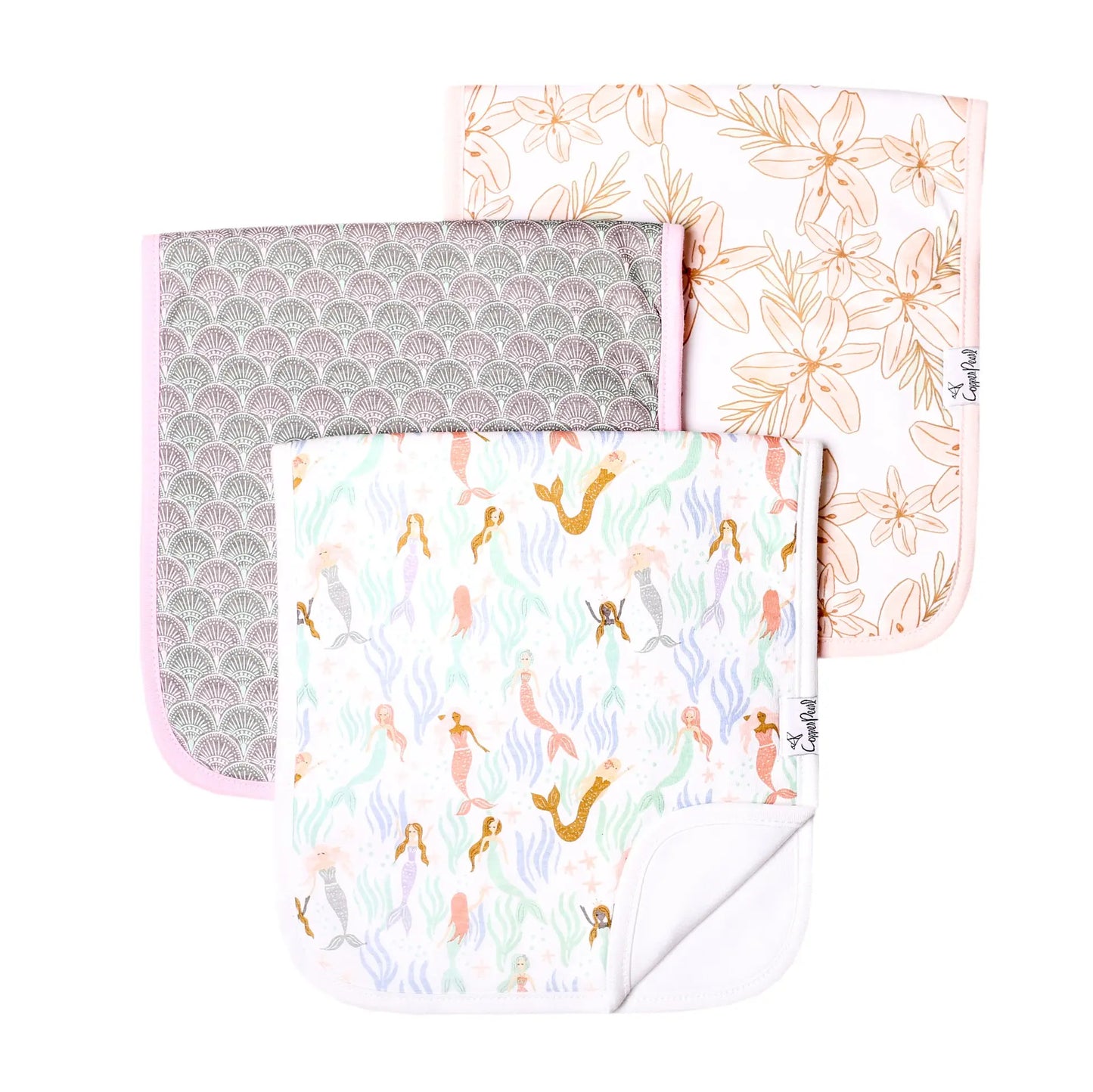 Copper Pearl Coral Burp Cloth Set (3-Pack)