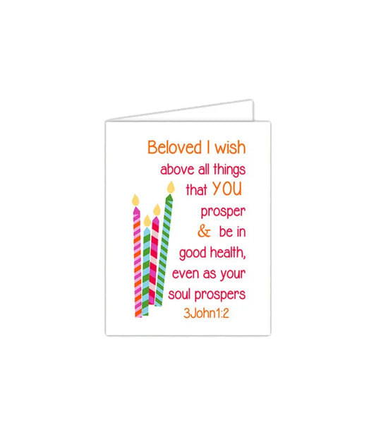 Standing on the Word Notecard Birthday candles with verse: 3John 1:2 beloved I wish