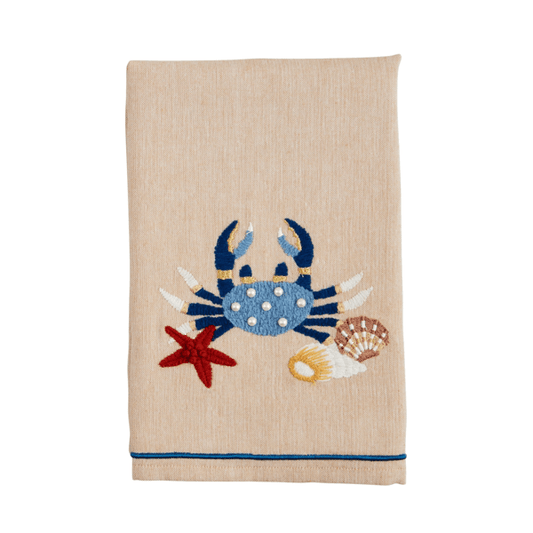 MUD PIE CRAB EMBROIDERED TOWEL