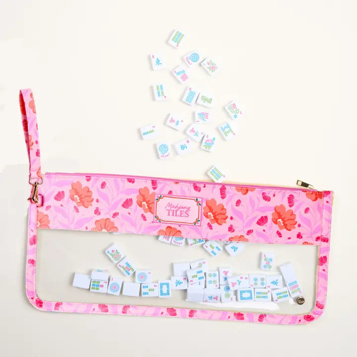 The Darling Effect Mahjong Tile Keeper Pouch–Poppin' Petals Hot Pink
