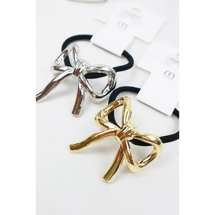 Love and Repeat Metal Bow Ponytail Holder