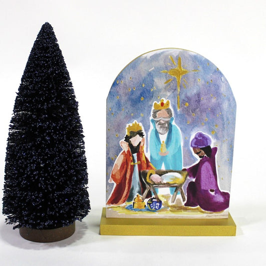 Trade Cie Arched MDF Table Décor, Three Kings at Manger