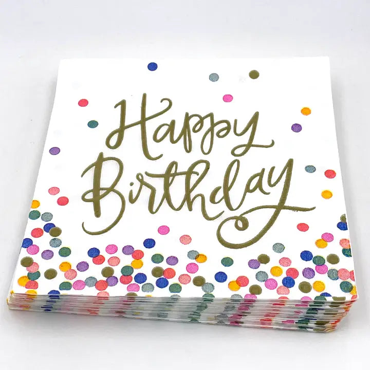 Soiree-Sisters Birthday Cocktail Napkins | Happy Birthday (Script) - 20ct