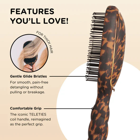 Detangler Hair Brush - Tortoise - Thick Hair | Teleties