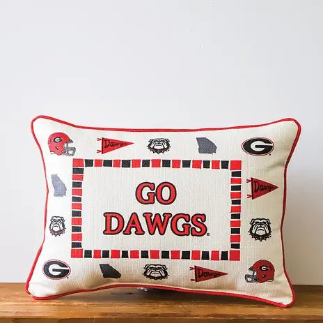 Little Birdie Georgia Collegiate Icon Border Pillow