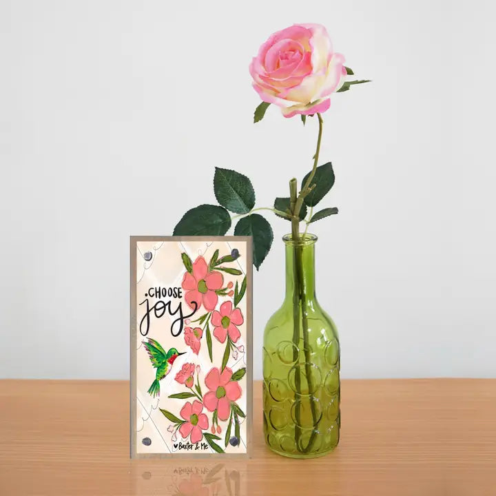Baxter & Me Choose Joy Hummingbird Driftwood Happy Block