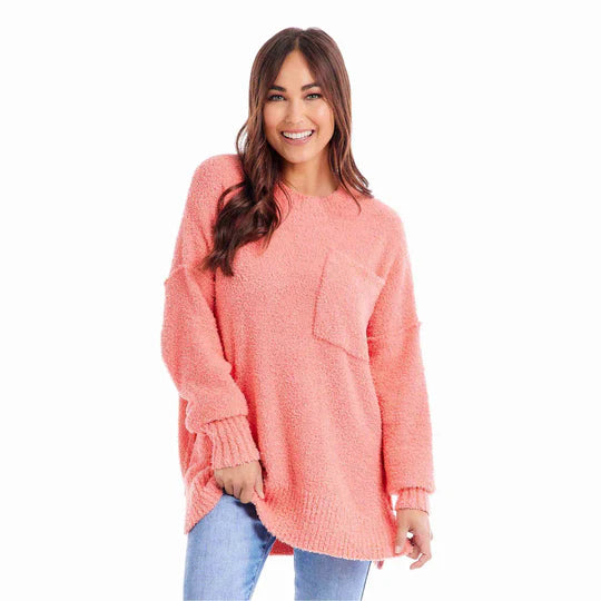 MUD PIE Rome Chenille Sweater-CORAL