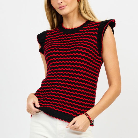 MARY SQUARE Sweater Oakley Black/Red Wave